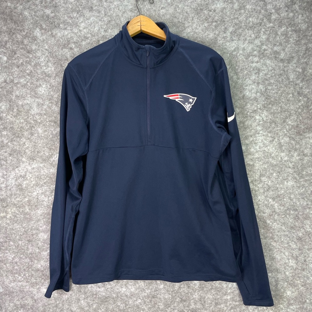 New England Patriots Jacket Mens Medium Blue NFL Nike Dri Fit Quarter Zip